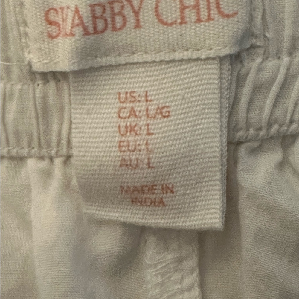 Shabby Chic White Embroidered Cotton Lounge Shorts Women’s Size Large - Picture 3 of 4